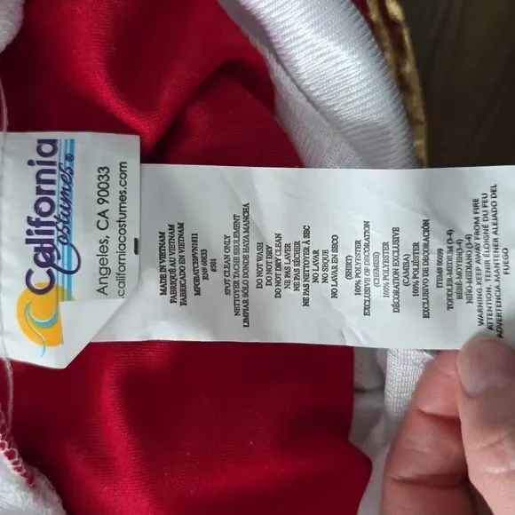 California Costumes Toddler Size 3/4 Black Red White Pirate Halloween Costume - Picture 7 of 8